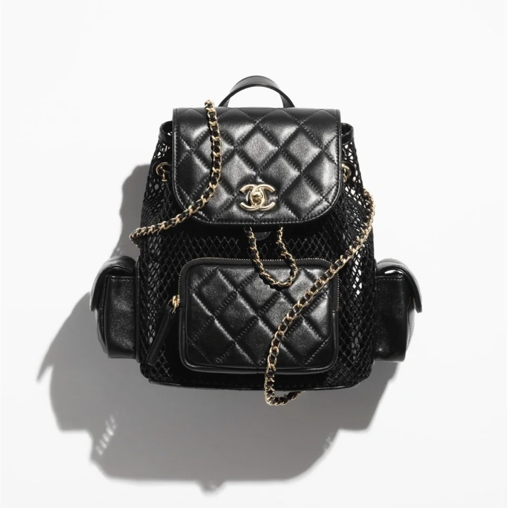 FULL SET - CHANEL Black Quilted Backpack with Gold HW - Picture 2 of 16
